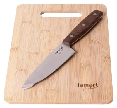 Produktbild von Bambusschneidebrett + Messer LAMART LT2059