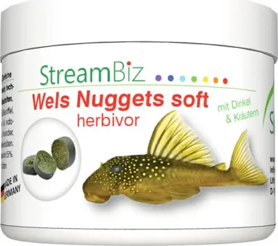 Produktbild von Aquariumfischfutter StreamBiz Wels Nuggets Soft Herbivor 90 g