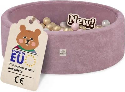 Produktbild von MISIOO Bällebad Baby 90x30 cm mit 200 Bällen Ø6 cm – Kinder Bällebad Rund, Weicher Schaumstoff, Bezug Abnehmbar Waschbar, Indoor Spielpool
