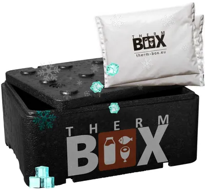 Produktbild von THERM BOX Profi Styroporbox 12BL mit 2x Kühlakku für Kühlbox Set 12L Innen: 36x26x13cm Transportbox Wiederverwendbar