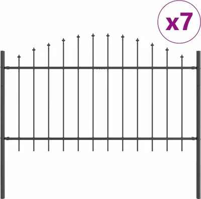 Produktbild von Gartenzaun 7 pcs Grau 170 x 140 cm Pulverbeschichteter Stahl