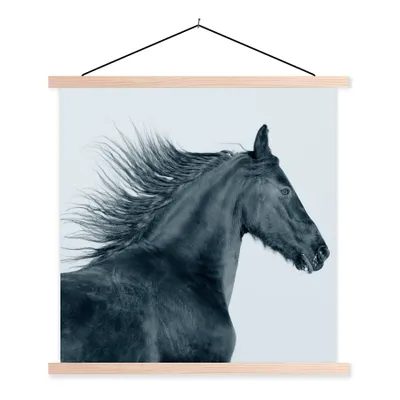 Produktbild von MuchoWow® Textilposter Pferd - Friese - Wind 40x40 cm mit holzfarbenen Rahmen - Posterleiste
