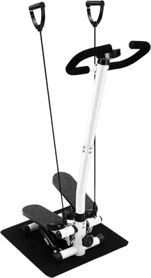 Produktbild von Stepper mit Handlauf, Verstellbar Fitnessgeräte für Zuhause, Stepper Fitness mit Widerstandsbänder, Steppbrett für Zuhause, Aerobes Training, Beintraining, bis 150 kg