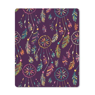 Produktbild von MuchoWow® Mauspad Mousepad Traumfänger - Federn - Muster - Regenbogen - Boho 30x40 cm - Mousepads - Maus Mat - Pad - Mausunterlage - Mausmatten