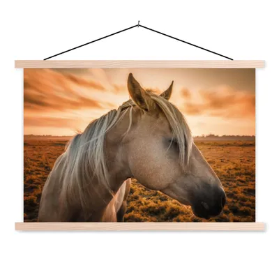 Produktbild von MuchoWow® Textilposter Pferd - Tiere - Porträt 150x100 cm mit holzfarbenen Rahmen - Posters