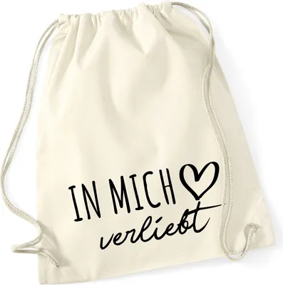 Produktbild von Huuraa Turnbeutel In mich verliebt 12 Liter Natural Baumwolle Rucksack Geschenkidee