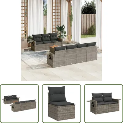 Produktbild von The Living Store 8-tlg. Garten-Sofagarnitur mit Kissen Grau Poly Rattan