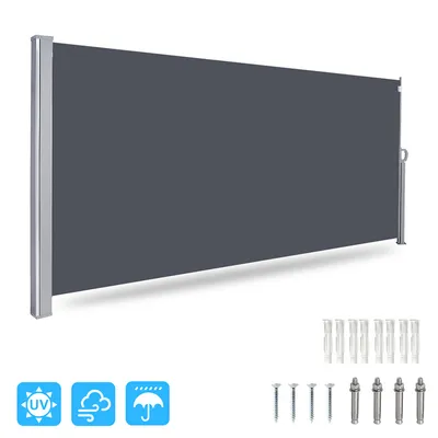 Produktbild von Jiubiaz Seitenmarkise Ausziehbar Balkon Anthrazit Sonnenschutz Vollkassette Sichtschutz grau 140*300cm