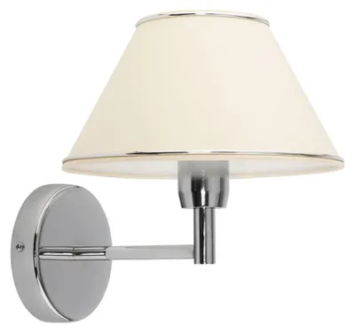 Produktbild von JUPITER Wandleuchte BEGAMO Klassisch 1-flammig E27 Chrom Stoffschirm Beige Wandlampe Metall für Wohnzimmer Flur Schlafzimmer