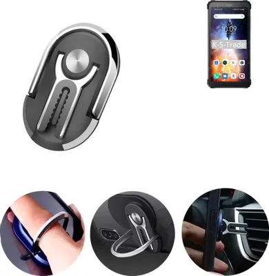 Produktbild von K-S-Trade 3in1 Smartphone-Ring Handy-Ring kompatibel mit Blackview BV6600E Fingerhalterung  Handyring Tischständer Lüftungsgitter-Halterung Tisch