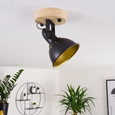 Produktbild von Arazane »Arazane« Wandlampe aus Metall in schwarz-gold und Holz