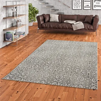 Produktbild von Modern Flachgewebe Ruggy Grau Barock Vintage, Größe:140x200 cm