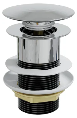 Produktbild von HAGO24 Ablaufventil Chrom Waschbecken ohne Überlauf Ablaufgarnitur Push-Open Abflussventil Messing 1 1/4 Zoll Universell Waschbeckenstöpsel