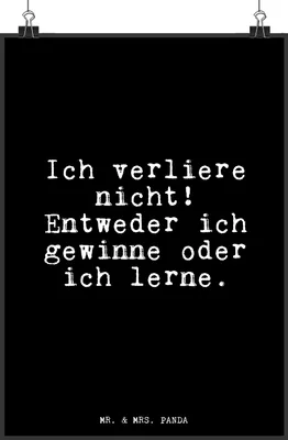 Produktbild von Mr. & Mrs. Panda Bild Ich verliere nicht! Entweder... DIN A4 - Schwarz - Geschenk, Kunstdruck, wanddeko, Weisheit, Motivation, Sprüche, Spruch, grafikposter, Wandbild