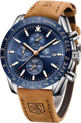 Obrázek produktu pro pro muže, kožený řemínek, pánský módní obchodní sportovní design, 30M vodotěsný elegantní chronograf analogový Quartz