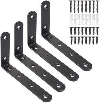 Immagine prodotto di Supporti metallici a forma di L per tavoli - confezione da 4 pezzi - 125 mm x 75 mm - Staffe a parete per tavoli/librerie