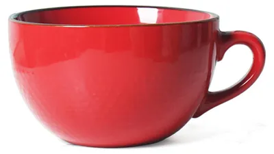 Keramikbecher 700 ml, mikrowellengeeignet, mit Henkel, rot