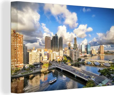 Produktbild von OneMillionCanvasses® - Leinwandbilder - 140x90 cm, Boot in Kaohsiung, Wandbilder Kunstdruck Wanddekoration
