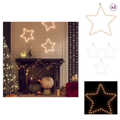 Obrázok produktu pre vidaXL LED siluety 3 ks hviezda so 48 LED diódami teplá biela 56 cm - Vianočné osvetlenie