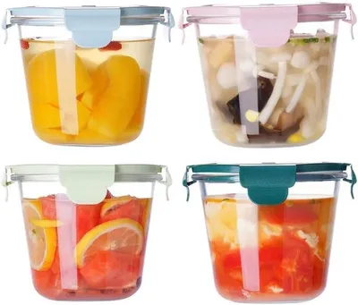 Produktbild von PolkaHome® Runde Glasvorratsbehälter 4er-Set, 710 ml, Borosilikatglas, luftdichte Deckel, BPA-frei, mikrowellengeeignet