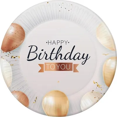 Produktbild von Papierteller „Happy Birthday“, 18 cm, 6 Stück – Godan
