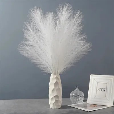 Zdjęcie produktu dla 110 cm Trawa Pampasowa Naturalne Suszone Kwiaty Trawa Pampasowa Suszone Kwiaty Dekoracja Ogrodowa Dekoracja Ślubna Dekoracja Domowa, Biała