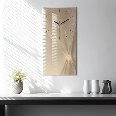 Produktbild von Wallfluent Wanduhr – Stilles Quarzuhrwerk - Uhr Dekoration Wohnzimmer Schlafzimmer Küche - Zifferblatt mit Strichen - schwarze Zeiger - 30x60 cm - Abstraktes Licht