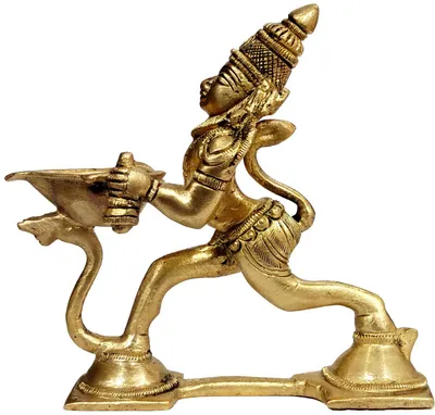 Messing Öllampe Hanuman Aarti Antik Design