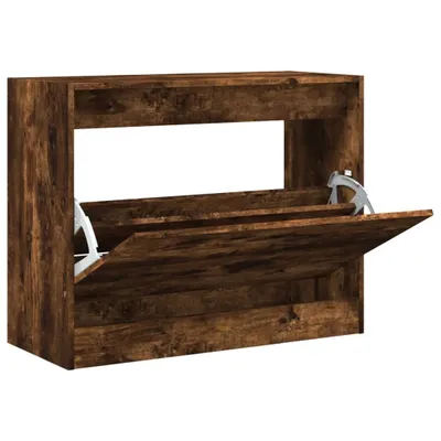 Produktbild von Design Schuhschrank Räuchereiche 80x34x63 cm Holzwerkstoff, Schuhregale 2024