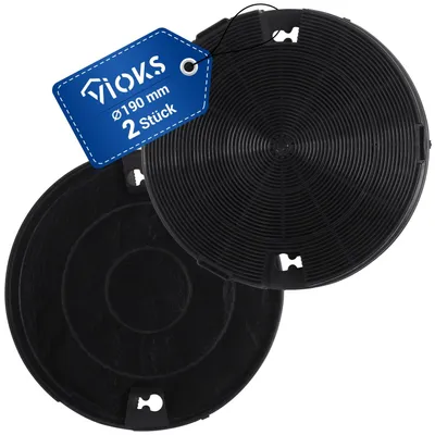 Produktbild von VIOKS 2x Aktivkohlefilter Dunstabzugshaube 190mmØ Ersatz für Electrolux 9029793586 EHFC29, Whirlpool 481249038013 AMC912 & Elica CFC0140124 Type29 Kohlefilter für Dunstabzugshauben – Größe 2 Stück (1e