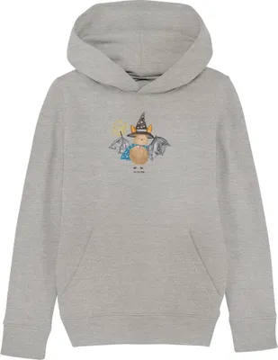 Produktbild von Mr. & Mrs. Panda Organic Kinder Hoodie Fledermaus Zauberer 7-8 Jahre (122/128) - Heather Grey - Geschenk, Sweatshirt, Fledermäuse, Kapuzenpullover, Magier, Reinsteigern