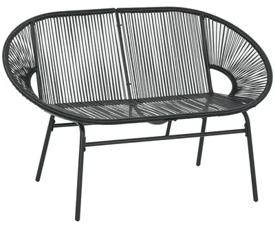 Image de Fauteuil en rotin Fauteuil relax de style bohème, 132 cm x 72 cm x 83 cm, noir