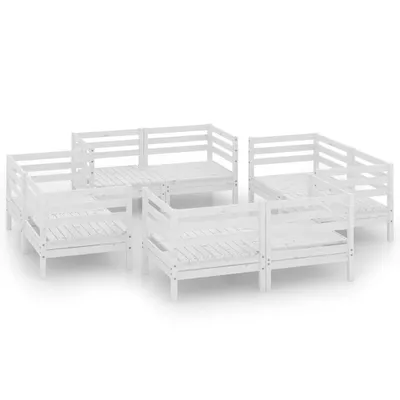 Produktbild von vidaXL 8-tlg. Garten-Lounge-Set Weiß Kiefer Massivholz