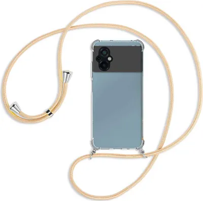 Produktbild von Handykette Backcover-Schutzhülle mit Band (Metall silberfarben) für Xiaomi Poco M5 (6.58'') - Goldkordel