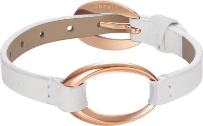 Produktbild von Esprit Damen Armband Leder Weiß/Rosegold Ovality White Rose ESBR11423K200