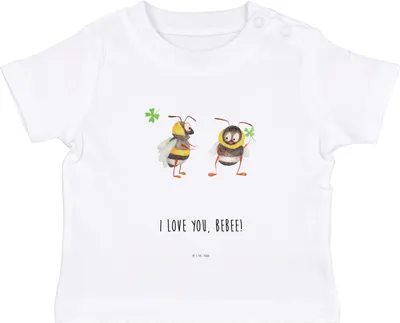 Produktbild von Mr. & Mrs. Panda T-Shirt Bienen Paar 0. - 6. Monat - Weiß - Geschenk, Kleinkind, Baby Kurzarmshirt, für Frauen, Hochzeitstag, Kinder Top, Partner, Freundin, Babyshirt