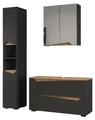 Productafbeelding van Badkamermeubelset Vicco Marelle Antraciet/Artisanaal eiken 3-delig, Model 65058