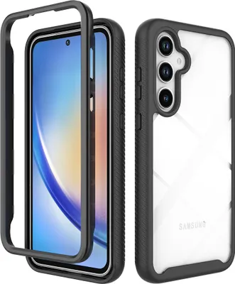 Produktbild von Galaxy A35 Hülle, Hybrid Transparente Rückseite TPU Bumper Stoßfest Schutzhülle für Samsung Galaxy A35 Schwarz