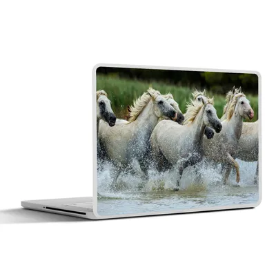 Produktbild von MuchoWow® Laptop Aufkleber Sticker Cover Pferde - Wasser - Natur 40x30 cm - Laptop Dekoration - Selbstklebend