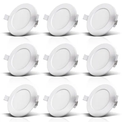 Image de B.K.Licht lot de 9 spots LED encastrables IP44 salle de bain Ø115mm, ultra-plats 30mm, 6W 450lm 3000K blanc chaud, installation 230V facile