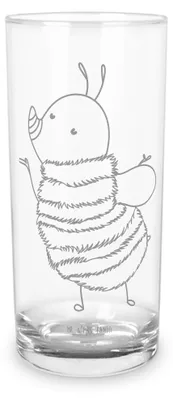 Produktbild von Mr. & Mrs. Panda Glas Hummel flauschig 400 ml - Transparent - Geschenk, Natur, Trinkglas, Blume, Wasserbecher, Biene, Tumbler, Cocktailglas, Lustige Sprüche, Wasserglas