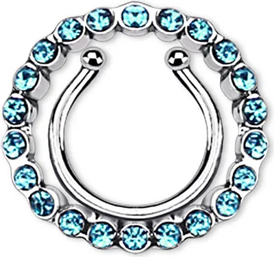 Produktbild von viva-adorno Fake Brustwarzenpiercing Nippel Piercing Brust Piercing Nippel Ring Clip on Z513 Farbe: Hellblau / Aqua