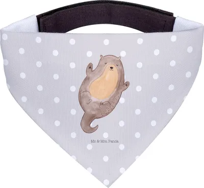 Produktbild von Mr. & Mrs. Panda Dreieckstuch Otter Umarmen - Grau Pastell - Geschenk, Seeotter See, Halstuch Für Hunde, Hallo, Hund, Hundebandana, Hundehalstuch, glücklich, gut Gelaunt
