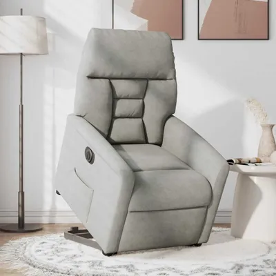 Imagen del producto de vidaXL Sillón reclinable con ayuda para levantarse, eléctrico, color gris claro, tejido de microfibra