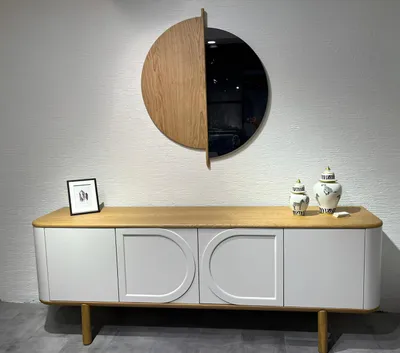 Image de Weißes Designer Sideboard Luxuriöses Holz Wohnzimmer Lowboard