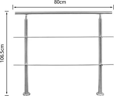 Zdjęcie produktu dla Balustrada schodowa VINGO Balustrada ze stali nierdzewnej 80 cm 2 stężenia krzyżowe Ø 42 mm do schodów ogrodowych wewnętrznych i zewnętrznych