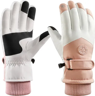 Productafbeelding van Damen handschoenen, touchscreen geschikt, winterhandschoenen, waterdicht, winddicht, thermohandschoenen voor skiën, hardlopen, fietsen, wandelen en andere outdoor activiteiten, roze
