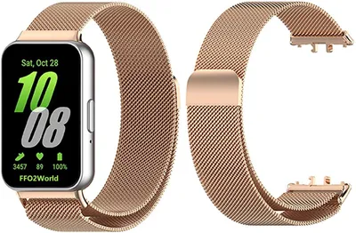 Produktbild von FFO2World Edelstahl-Milanese-Armband, passend für Samsung Galaxy Fit 3 – Milanaise-Armband mit Magnetverschluss – Roségold