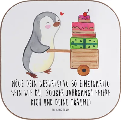 Produktbild von Mr. & Mrs. Panda Holzuntersetzer 2008 Geburtstag Einzigartig - Weiß - Geschenk, gläseruntersetzer, Untersetzer Gläser, Happy Birthday, Jahrgangsfeier, Geburtstagsgeschenk