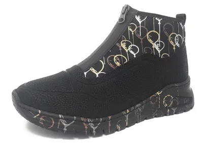 Immagine prodotto di Stivali da donna Rieker, modello Wildebuk, con cerniera, colore nero, ideali per il tempo libero